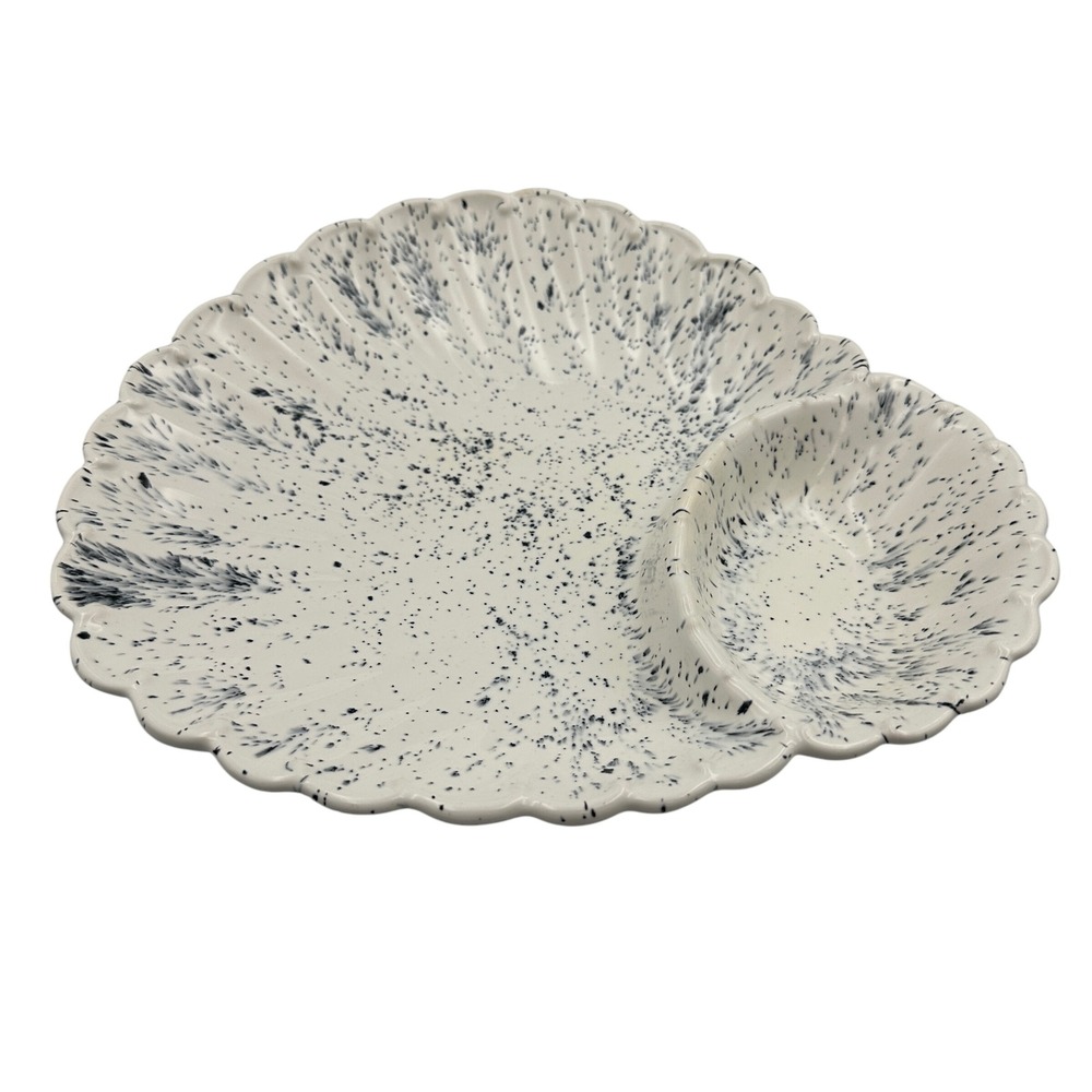 Speckled Appetizer Serving‎ Platter White Gray Condiment Relish Divided Dish